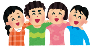 わきあいあいとしている人達のイラスト